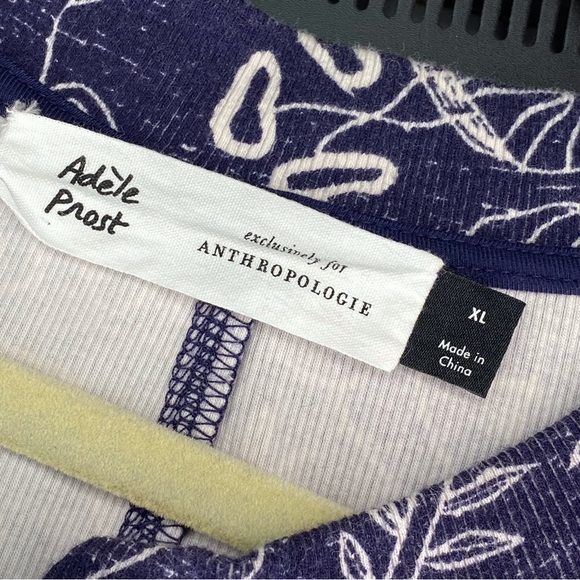 Anthropologie Adele Prost Fern Lounge Jumpsuit XL Blue Pajama One Piece - Picture 4 of 16